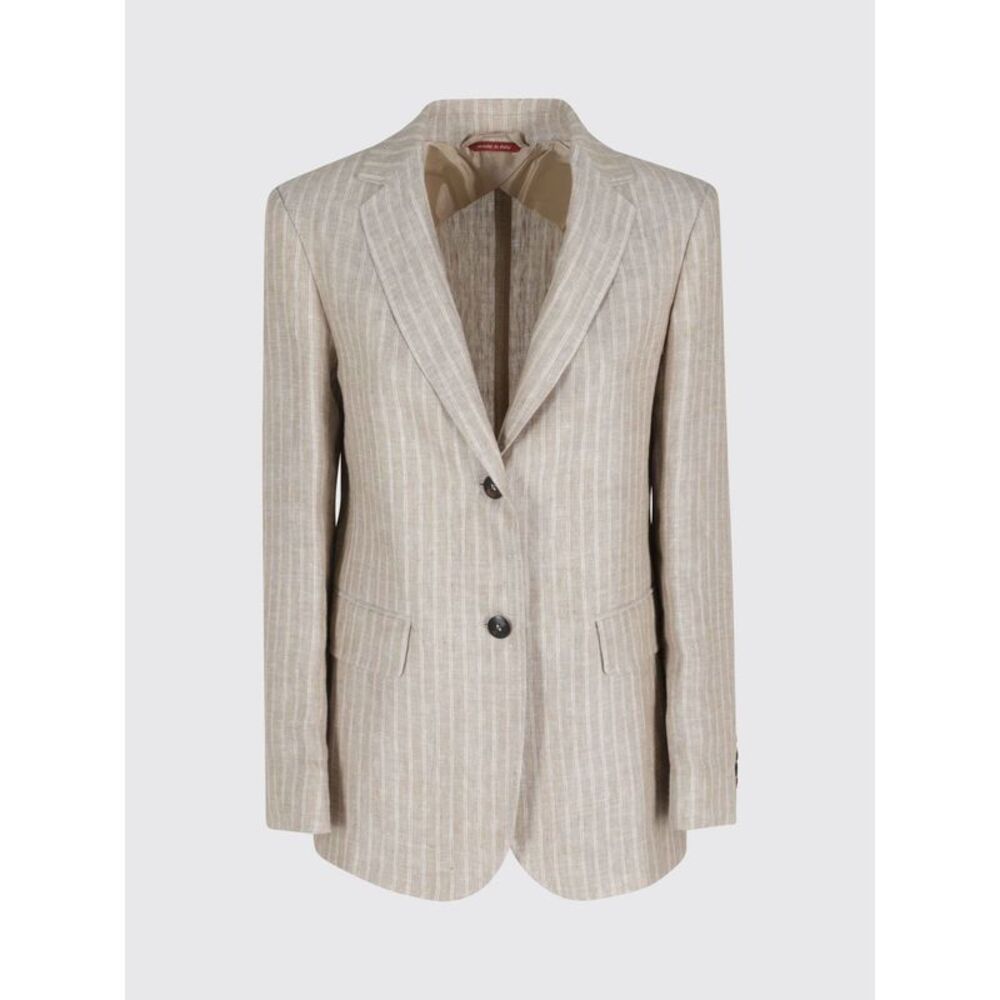 Max Mara Studio Women Pinstripe Single Breasted Blazer Max Mara Studio